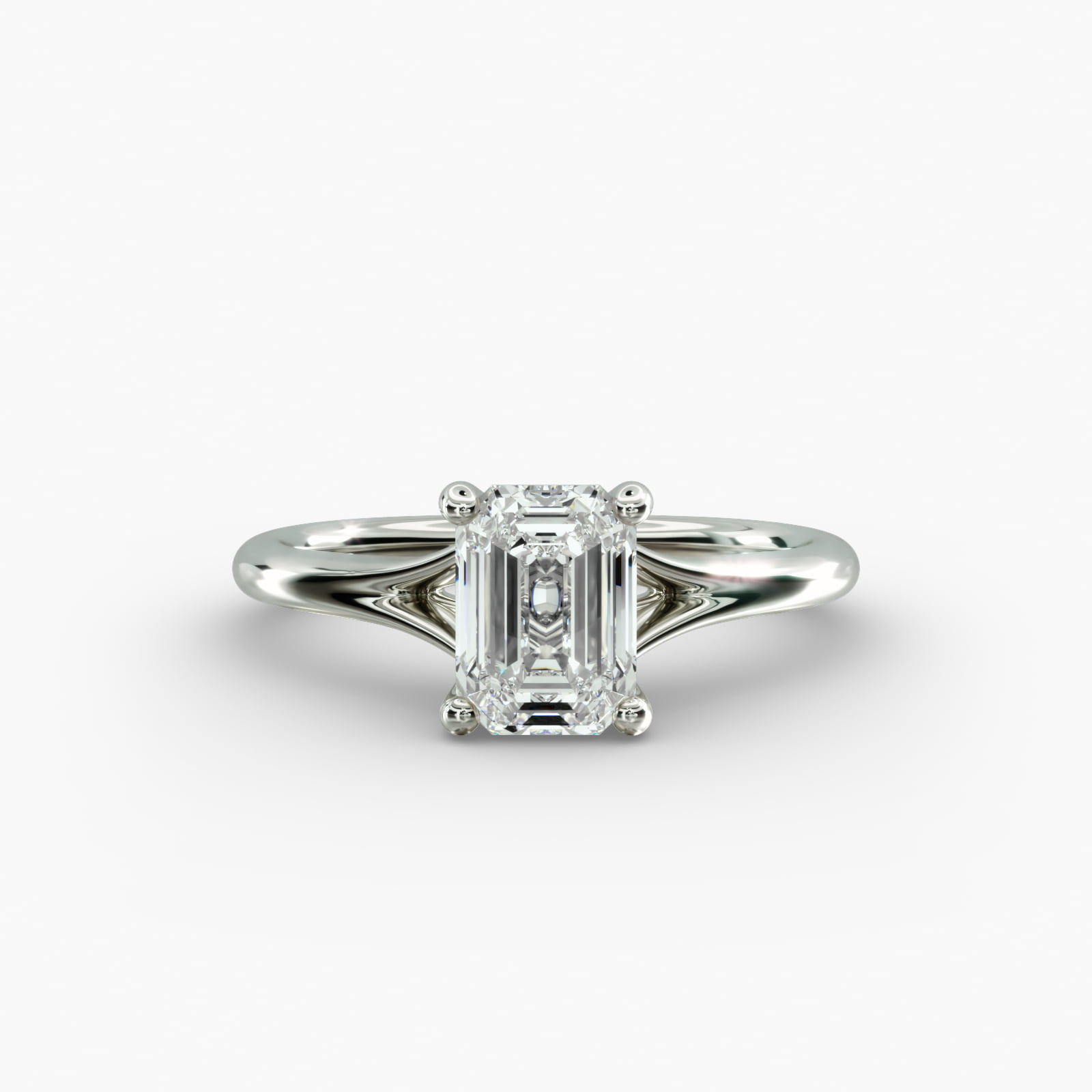 Lumiere Estelle Emerald Diamond Engagement Ring in 18K White Gold